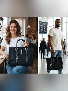 Gucci Black Leather Briefcase with Top Handles and Lock
